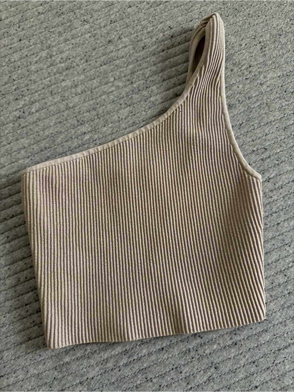 Babaton One-Shoulder Ribbed Crop Top - Taupe